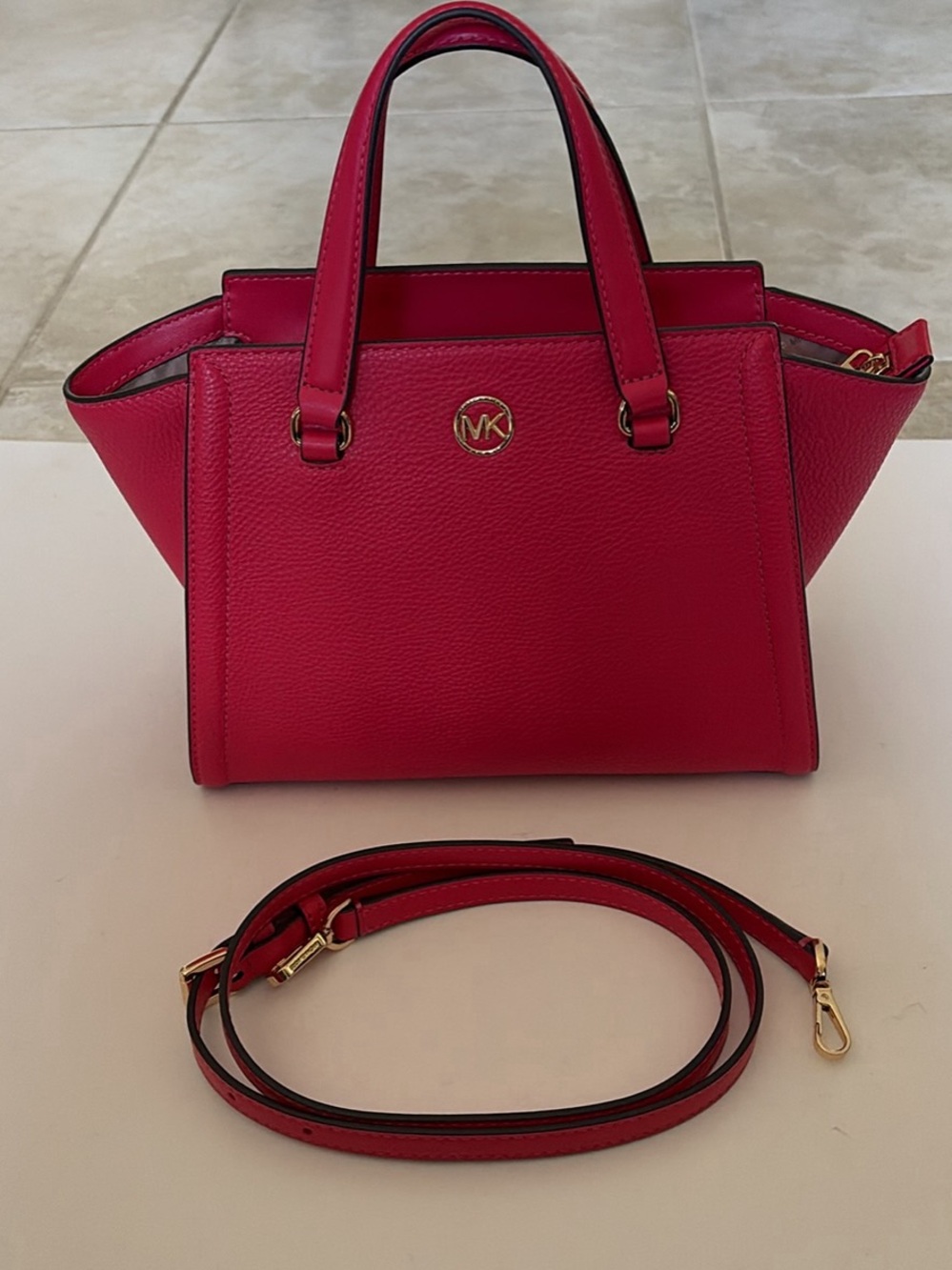Michael Kors Red Pebbled Leather Satchel
